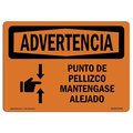 Signmission OSHA WARNING Sign, Pinch Point Keep Back Spanish, 18in X 12in Aluminum, 12" W, 18" L, Landscape OS-WS-A-1218-L-12760